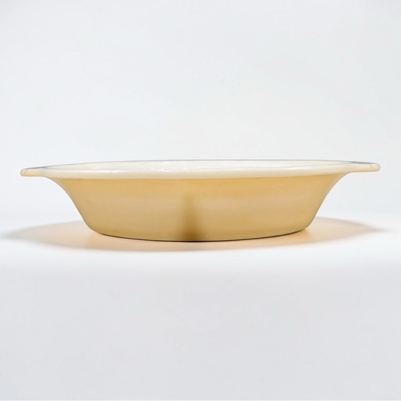 Vintage Fire King Peach Luster Reverse Logo Divided Casserole Serving Dish #468 - Picture 6 of 9